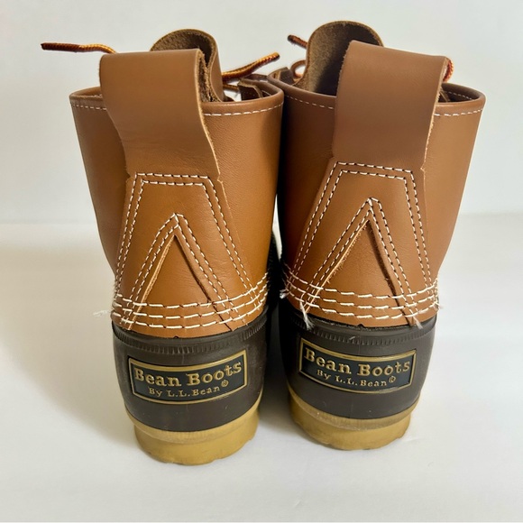 LL Bean Brown Leather Unisex Unlined Ankle Duck Boots Size 7N Men and 9N Women - Picture 4 of 11